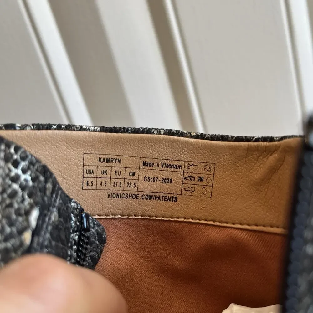 Vionic Kamryn Pewter Animal print Nubuck Leather Ankle Booties, size US 6.5 - Picture 10 of 11